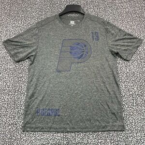 Indiana Pacers Shirt Men Large Gray Majestic Cool Base Short Sleeve Crew Neck‎ L